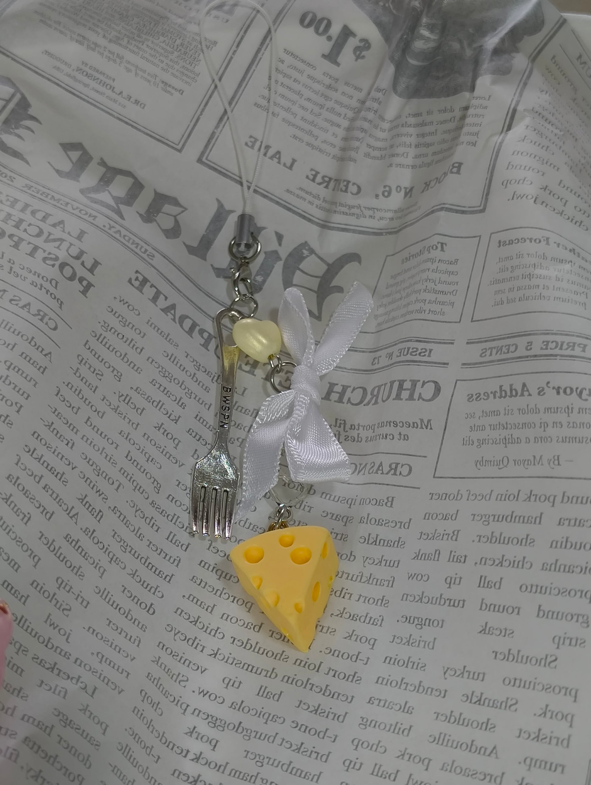 Claw Trinket - Cheese & fork double keychain